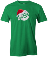 Tis' the season for Christmas bowling tee shirts. Show your Merriness on and off the lanes with the Ebonite Bowling Santa Hat Holiday T-shirt!  ugly t-shirt comes in red and black colors. Show your holiday spirit with this shirt that helps you hook the ball at your office party or night out with your friends!  Bowling gift holiday gift guide. Tee-shirt gift. Christmas Tree