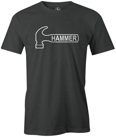 It's Hammer Time! Wear this iconic logo with pride. Grab this classic Hammer t-shirt and hit the lanes! This is the perfect gift for all Hammer fans! Bill o'neill, Tshirt, tee, tee-shirt, tee shirt, Pro shop. League bowling team shirt. PBA. PWBA. USBC. Junior Gold. Youth bowling. Tournament t-shirt. Men's. Bowling Ball.