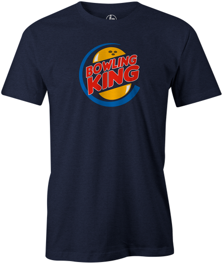 Bowling King Men's T-shirt, Navy, tee, tshirt, burger king, bowler, tee-shirt, funny, novelty
