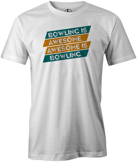 Bowling Is Awesome Men's T-shirt, White, cool, funny, tshirt, tee, tee shirt, tee-shirt, league bowling, team bowling, ebonite, hammer, track, columbia 300, storm, roto grip, brunswick, radical, dv8, motiv.