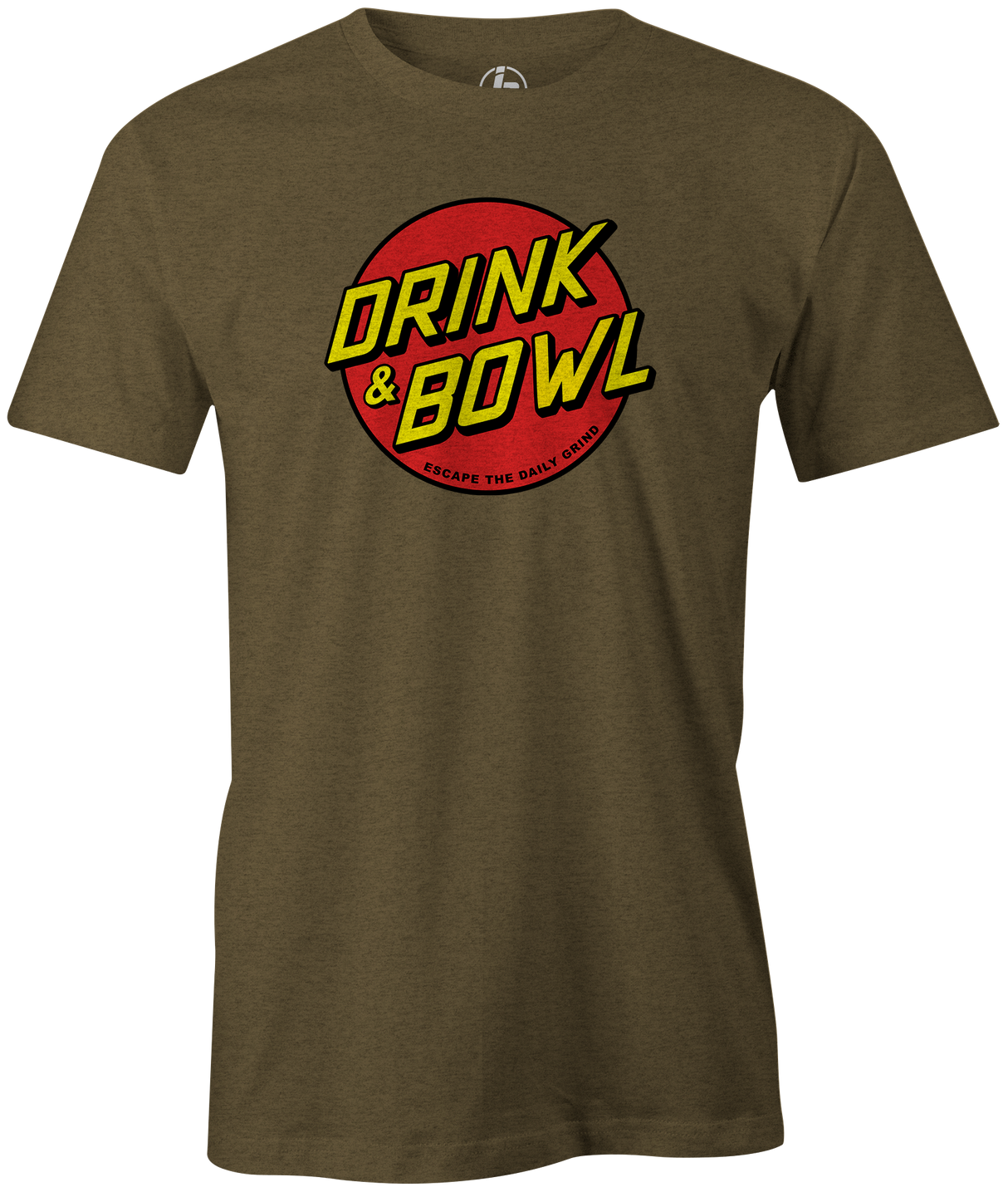 Drink & Bowl Pop Culture Bowling T-Shirt Army Green