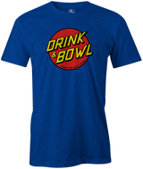 Drink & Bowl Pop Culture Bowling T-Shirt Blue