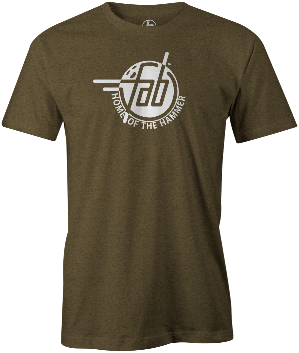 Faball Enterprises Men's T-Shirt, Army Green, Bowling, tshirt, tee, tee shirt, tee-shirt, old school, throw back, purple hammer, blue hammer, black hammer, pink hammer, bowling ball. 