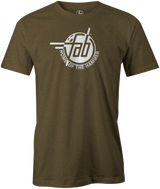 Faball Enterprises Men's T-Shirt, Army Green, Bowling, tshirt, tee, tee shirt, tee-shirt, old school, throw back, purple hammer, blue hammer, black hammer, pink hammer, bowling ball. 