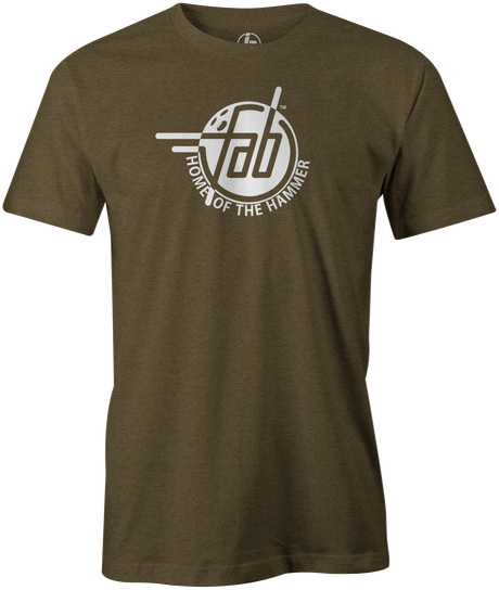 Faball Enterprises Men's T-Shirt, Army Green, Bowling, tshirt, tee, tee shirt, tee-shirt, old school, throw back, purple hammer, blue hammer, black hammer, pink hammer, bowling ball. 