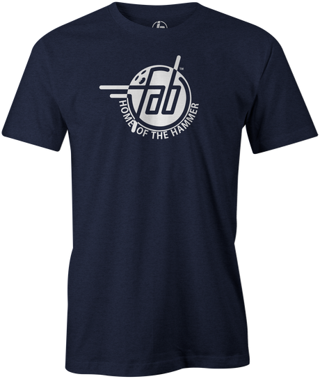 Faball Enterprises Men's T-Shirt, Navy, Bowling, tshirt, tee, tee shirt, tee-shirt, old school, throw back, purple hammer, blue hammer, black hammer, pink hammer, bowling ball. 