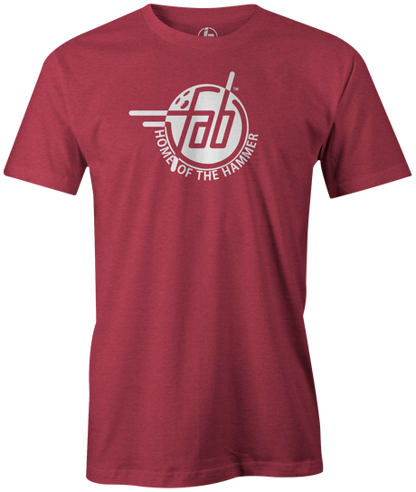 Faball Enterprises Men's T-Shirt, Red, Bowling, tshirt, tee, tee shirt, tee-shirt, old school, throw back, purple hammer, blue hammer, black hammer, pink hammer, bowling ball. 