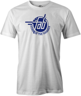 Faball Enterprises Men's T-Shirt, White, Bowling, tshirt, tee, tee shirt, tee-shirt, old school, throw back, purple hammer, blue hammer, black hammer, pink hammer, bowling ball. 