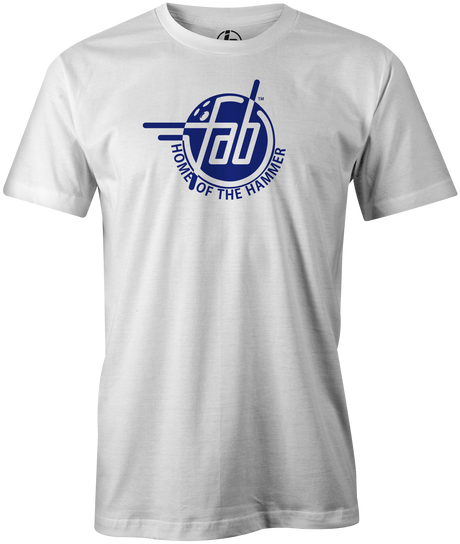 Faball Enterprises Men's T-Shirt, White, Bowling, tshirt, tee, tee shirt, tee-shirt, old school, throw back, purple hammer, blue hammer, black hammer, pink hammer, bowling ball. 