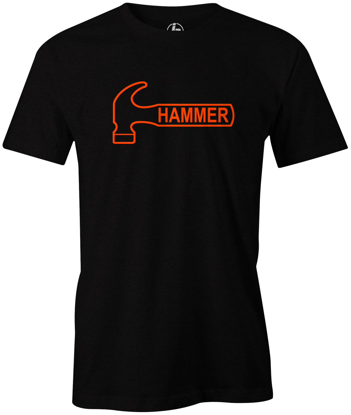 It's Hammer Time! Wear this iconic logo with pride. This tee features Hammer's orange logo. Bill o'neill. This is the perfect gift for any Hammer bowling fan or avid bowler! Grab this awesome t-shirt and be a part of the team!  Tshirt, tee, tee-shirt, tee shirt, Pro shop. League bowling team shirt. PBA. PWBA. USBC. Junior Gold. Youth bowling. Tournament t-shirt. Men's. Bowling ball. Black widow. Purple Hammer.