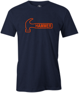 It's Hammer Time! Wear this iconic logo with pride. This tee features Hammer's orange logo. Bill o'neill. This is the perfect gift for any Hammer bowling fan or avid bowler! Grab this awesome t-shirt and be a part of the team!  Tshirt, tee, tee-shirt, tee shirt, Pro shop. League bowling team shirt. PBA. PWBA. USBC. Junior Gold. Youth bowling. Tournament t-shirt. Men's. Bowling ball. Black widow. Purple Hammer.