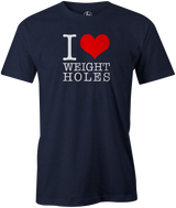 I Love Weight Holes Men's Shirt, Navy, funny, novelty, bowling, t-shirt, tshirt, tee, tee-shirt, tees