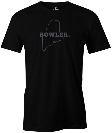 Maine State Men's Bowling T-shirt, Black, Cool, novelty, tshirt, tee, tee-shirt, tee shirt, teeshirt, team, comfortable