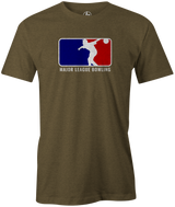 Major League Bowling Men's T-shirt, Army Green, Cool, Novelty, tshirt, tee-shirt, tee, funny