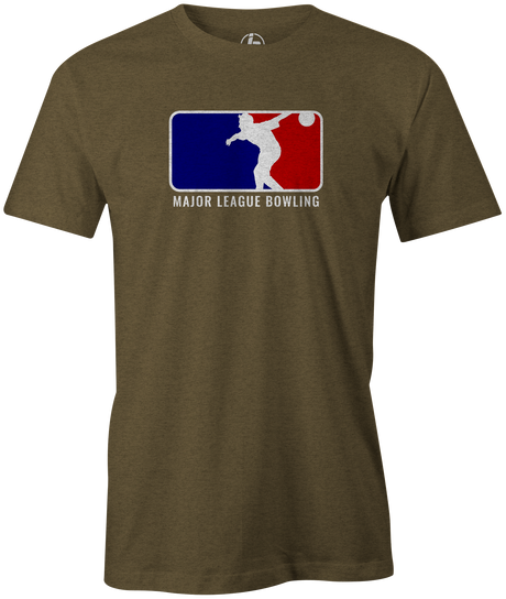 Major League Bowling Men's T-shirt, Army Green, Cool, Novelty, tshirt, tee-shirt, tee, funny