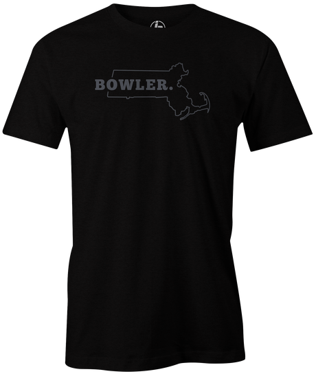 Massachusetts Men's State Bowling T-shirt, Black, Cool, novelty, tshirt, tee, tee-shirt, tee shirt, teeshirt, team, comfortable