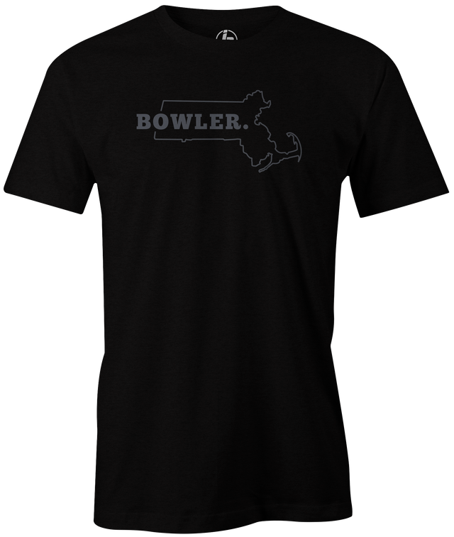 Massachusetts Men's State Bowling T-shirt, Black, Cool, novelty, tshirt, tee, tee-shirt, tee shirt, teeshirt, team, comfortable