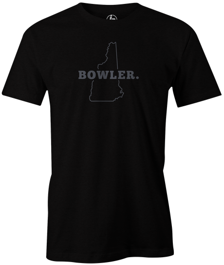 New Hampshire State Men's Bowling T-shirt, Black, Cool, novelty, tshirt, tee, tee-shirt, tee shirt, teeshirt, team, comfortable