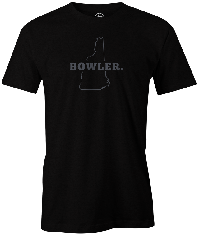 New Hampshire State Men's Bowling T-shirt, Black, Cool, novelty, tshirt, tee, tee-shirt, tee shirt, teeshirt, team, comfortable