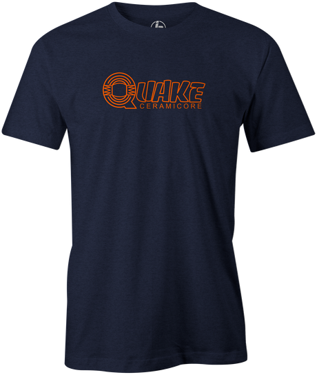 Quake Men's T-shirt, Navy, Bowling, bowling ball, old school, throwback, retro, vintage, tshirt, tee, tee shirt, tee-shirt.