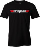 Do you feel the need... the need for bowling? Enjoy this 80's classic shirt and show everyone in your league that you are the top bowler. Top Gun, Tom Cruise, Maverick, Goose, Ice Man, Movie, Black, Navy and White. 