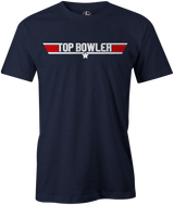 Do you feel the need... the need for bowling? Enjoy this 80's classic shirt and show everyone in your league that you are the top bowler. Top Gun, Tom Cruise, Maverick, Goose, Ice Man, Movie, Black, Navy and White. 