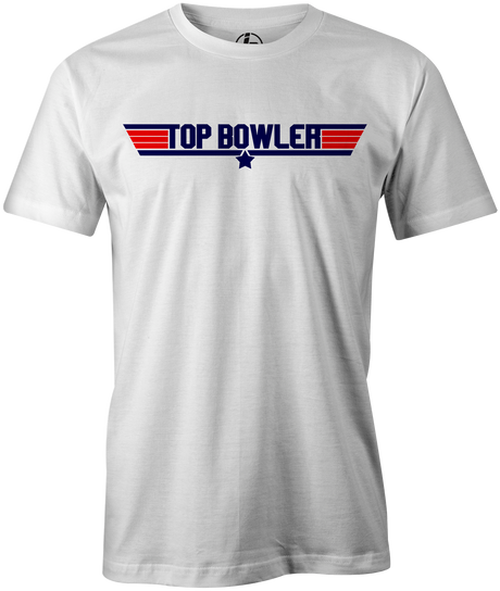 Do you feel the need... the need for bowling? Enjoy this 80's classic shirt and show everyone in your league that you are the top bowler. Top Gun, Tom Cruise, Maverick, Goose, Ice Man, Movie, Black, Navy and White. 