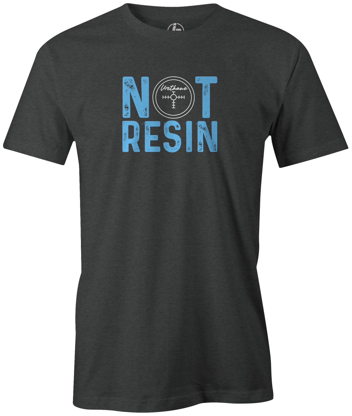 The 80's featured the birth of urethane bowling balls. Remember the Black, Blue, Purple, and Pink Hammers? Flash forward to now, and urethane is back. Support this movement with our "Not Resin" tee.  Tshirt, tee, tee-shirt, tee shirt, Pro shop. League bowling team shirt. PBA. PWBA. USBC. Junior Gold. Youth bowling. Tournament t-shirt. Men's. Bowling ball. urethane. old school. 