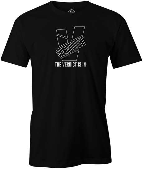 Verdict is in Men's T-Shirt, Black, bowling, bowling ball, verdict, verdict pearl, ebonite, ebonite bowling, ebonite bowling ball, logo, cool, tshirt, tee-shirt, tee shirt, tee