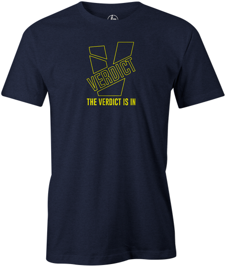 Verdict is in Men's T-Shirt, Navy, bowling, bowling ball, verdict, verdict pearl, ebonite, ebonite bowling, ebonite bowling ball, logo, cool, tshirt, tee-shirt, tee shirt, tee