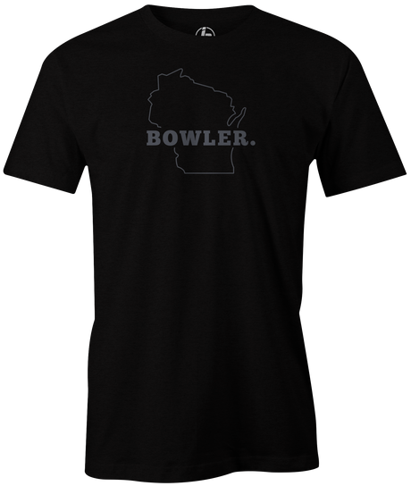 Wisconsin Men's State Bowling T-shirt, Black, Cool, novelty, tshirt, tee, tee-shirt, tee shirt, teeshirt, team, comfortable