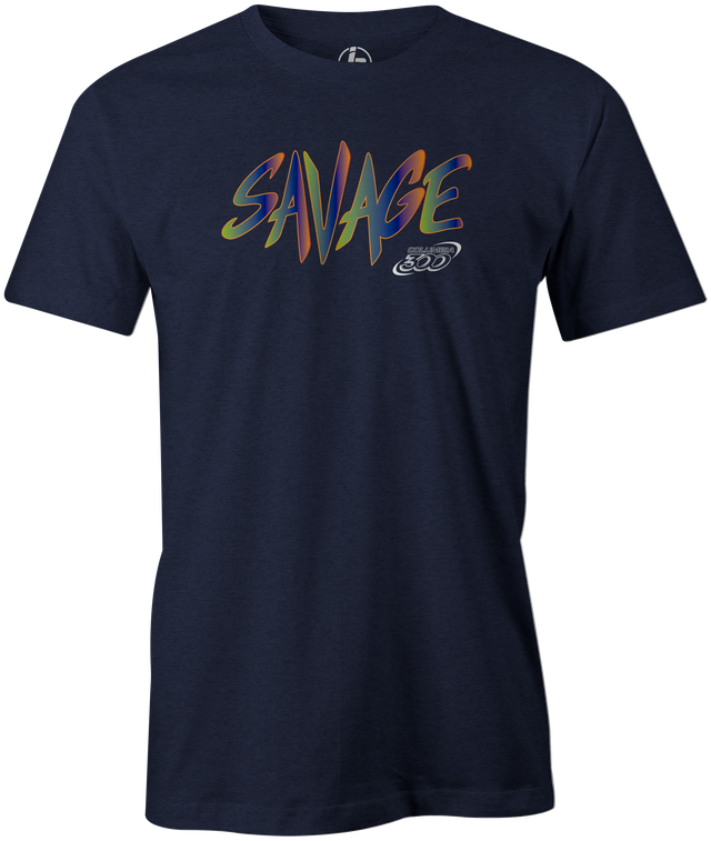 Savage Men's T-Shirt, Navy, savage life, columbia 300, bowling, bowling ball, tee-shirt, tee shirt, tee, tshirt. 