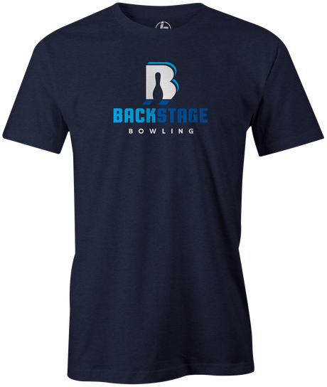 Backstage Bowling Classic T-shirt, men's, navy, tee, tee-shirt, t shirt, apparel, merch, practice, lanes, free shipping, discount, cheap, coupon, shannon o'keefe, bryan o'keefe, mike jasnau, mike shady, coaching, membership, cool, vintage, authentic, original