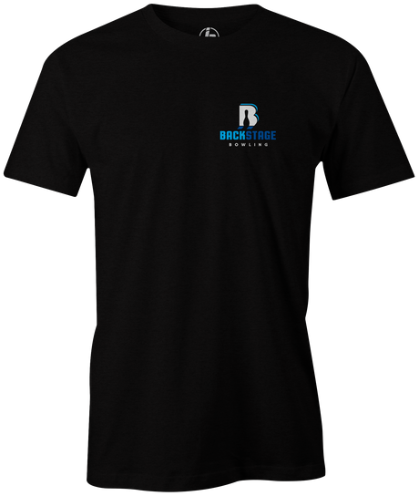 Backstage Bowling T-shirt, men's, black, tee, tee-shirt, t shirt, apparel, merch, practice, lanes, free shipping, discount, cheap, coupon, shannon o'keefe, bryan o'keefe, mike jasnau, mike shady, coaching, membership, cool, vintage, authentic, original