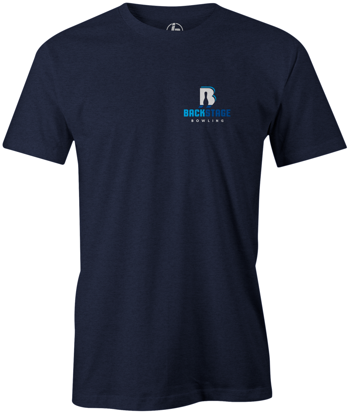 Backstage Bowling T-shirt, men's, navy, tee, tee-shirt, t shirt, apparel, merch, practice, lanes, free shipping, discount, cheap, coupon, shannon o'keefe, bryan o'keefe, mike jasnau, mike shady, coaching, membership, cool, vintage, authentic, original