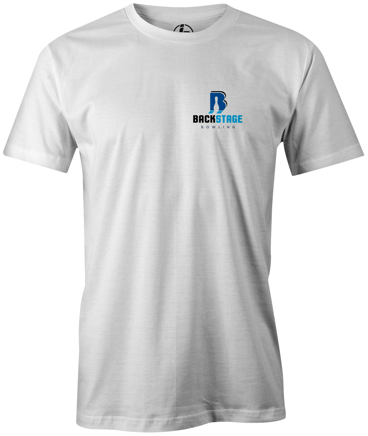 Backstage Bowling T-shirt, men's, white, tee, tee-shirt, t shirt, apparel, merch, practice, lanes, free shipping, discount, cheap, coupon, shannon o'keefe, bryan o'keefe, mike jasnau, mike shady, coaching, membership, cool, vintage, authentic, original