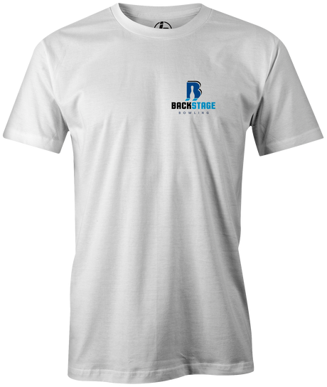 Backstage Bowling T-shirt, men's, white, tee, tee-shirt, t shirt, apparel, merch, practice, lanes, free shipping, discount, cheap, coupon, shannon o'keefe, bryan o'keefe, mike jasnau, mike shady, coaching, membership, cool, vintage, authentic, original