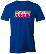 Bowling Junkie It's addicting and you don't care who knows you love bowling! Dunkin Donuts and coffee Gather up your friends, snag this cool t-shirt and hit the lanes for a fun night out! This shirt is also the perfect gift for anyone who loves to bowl! League bowling tshirt, Team shirt, T-shirt, tee-shirt, tshirt. Novelty. Funny t-shirt. BLue