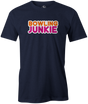Bowling Junkie It's addicting and you don't care who knows you love bowling! Dunkin Donuts and coffee Gather up your friends, snag this cool t-shirt and hit the lanes for a fun night out! This shirt is also the perfect gift for anyone who loves to bowl! League bowling tshirt, Team shirt, T-shirt, tee-shirt, tshirt. Novelty. Funny t-shirt. Navy