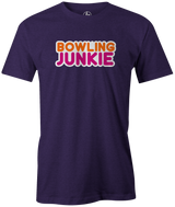 Bowling Junkie It's addicting and you don't care who knows you love bowling! Dunkin Donuts and coffee Gather up your friends, snag this cool t-shirt and hit the lanes for a fun night out! This shirt is also the perfect gift for anyone who loves to bowl! League bowling tshirt, Team shirt, T-shirt, tee-shirt, tshirt. Novelty. Funny t-shirt. PUrple