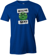 Bowling Nerd Men's bowling shirt, blue, funny, cool, t-shirt, tee, tee-shirt, tees, apparel, merch, novelty, vintage, league bowling team shirt, tournaments, pba, usbc, pwba, bowling balls, lanes patterns, free shipping, discount, cheap.