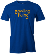 Bowling Pains: we ALL have them!  Growing pains tshirt tee t-shirt. Alan Thicke, joanna kerns, kirk cameron, tracey gold, jeremy miller, ashley johnson, leonardo dicaprio, dr. seaver, mike seaver, carol seaver, luke brower. Bowling League Night Spares Strikes gutter friends family bowler funny novelty tv television 80s 90s teen blue