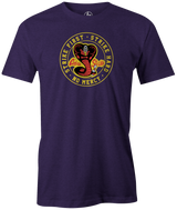 Strike First. Strike Hard. No Mercy. Cobra Kai, Karate Kid. Pick up this original Cobra Strike t-shirt and support YouTuber Louis Luna. All proceeds from this shirt will go directly towards helping Louis with his YouTube and Bowling endeavors. tee, tee-shirt, tees, apparel. merch, free shipping, discount, gift, league bowling team, cool
