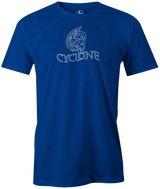 One of the best-selling performance balls from Ebonite, the Cyclone! This is the perfect gift for any avid bowler! Tshirt, tee, tee-shirt, tee shirt, Pro shop. League bowling team shirt. PBA. PWBA. USBC. Junior Gold. Youth bowling. Tournament t-shirt. Men's. Bowling ball. bowling. classic. retro. vintage. throwback.  blue