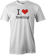 I love bowling Men's bowling shirt, white, t-shirt, tees, tee-shirt, tee, cool, novelty, pba, pwba, usbc, free shipping, discount.