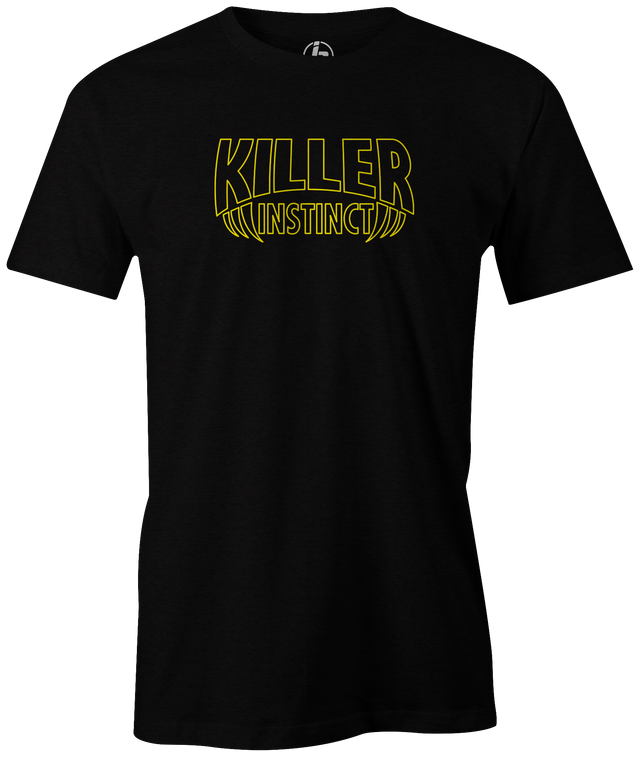 Re-live this old school ball with this Ebonite Killer Instinct logo T-shirt! Retro, Vintage, old school bowling ball. Grab this awesome shirt and hit the lanes!  Tshirt, tee, tee-shirt, tee shirt, Pro shop. League bowling team shirt. PBA. PWBA. USBC. Junior Gold. Youth bowling. Tournament t-shirt. Men's. Bowling Ball. 