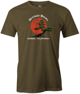 Miyagi-Bowl Men's Bowling shirt, army green, tee, tee-shirt, tee shirt, t-shirt, cool, vintage, original, mr. miyagi, free shipping, discount, cheap, coupon code.