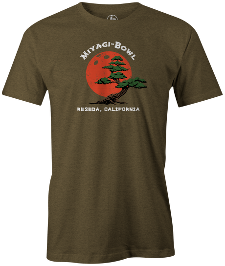 Miyagi-Bowl Men's Bowling shirt, army green, tee, tee-shirt, tee shirt, t-shirt, cool, vintage, original, mr. miyagi, free shipping, discount, cheap, coupon code.