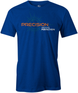 Precision Men's T-Shirt, Blue, bowling ball, track bowling, track, smart bowling, cool, tee, tee-shirt, tee shirt, tshirt. 