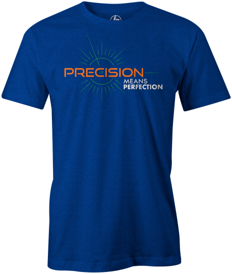 Precision Men's T-Shirt, Blue, bowling ball, track bowling, track, smart bowling, cool, tee, tee-shirt, tee shirt, tshirt. 